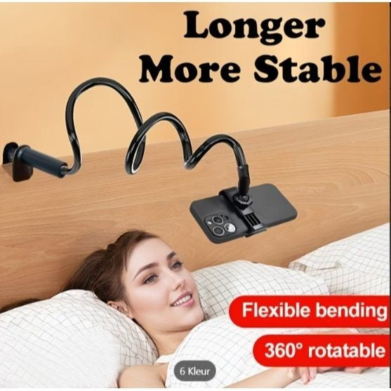 Mobiele Telefoonhouder met 360° Rotatie voor naast het Bed, Handenvrije Veilige Greep, Zachte Armpenstandaard