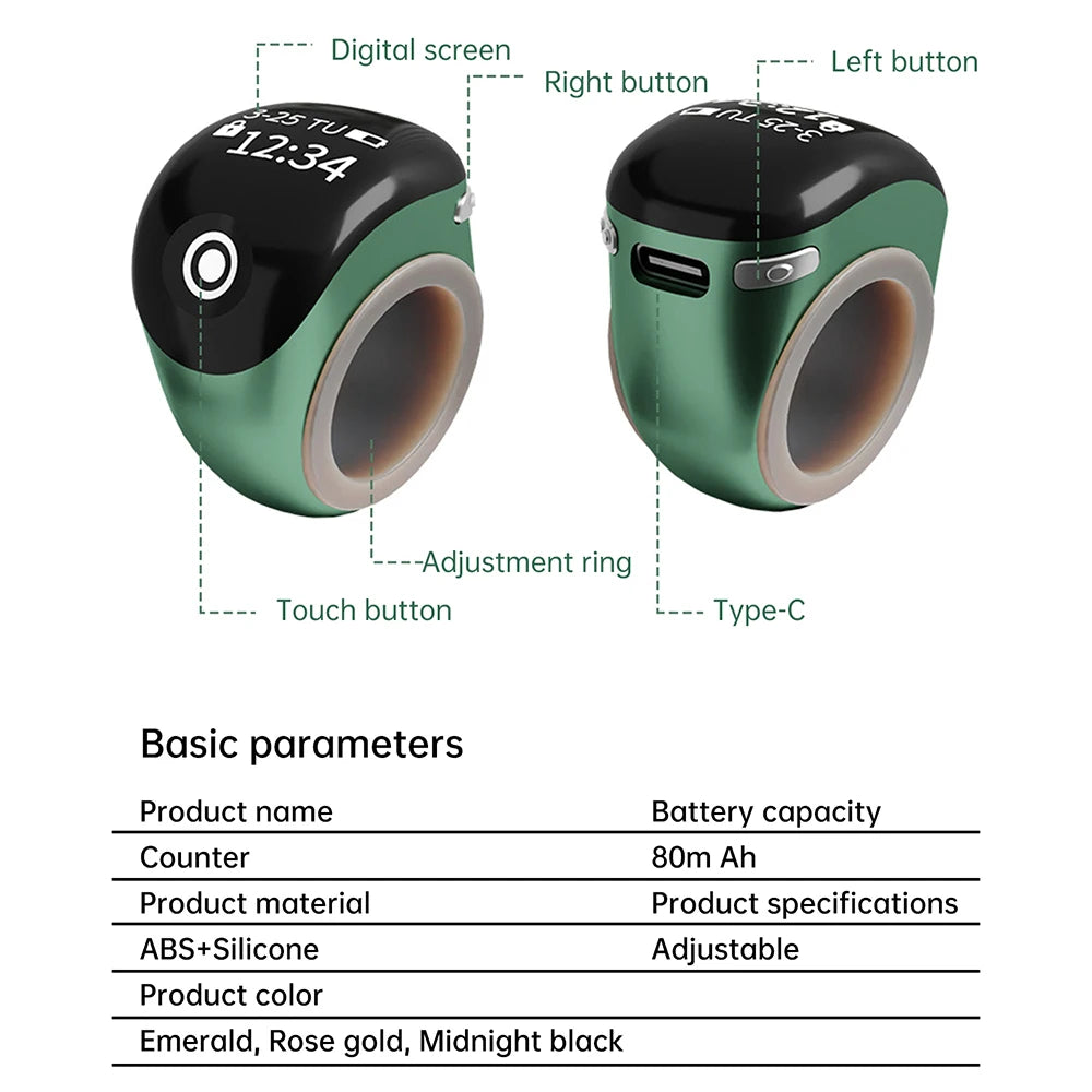 S8 Pro Smart Ring – Bluetooth Teller met OLED Display