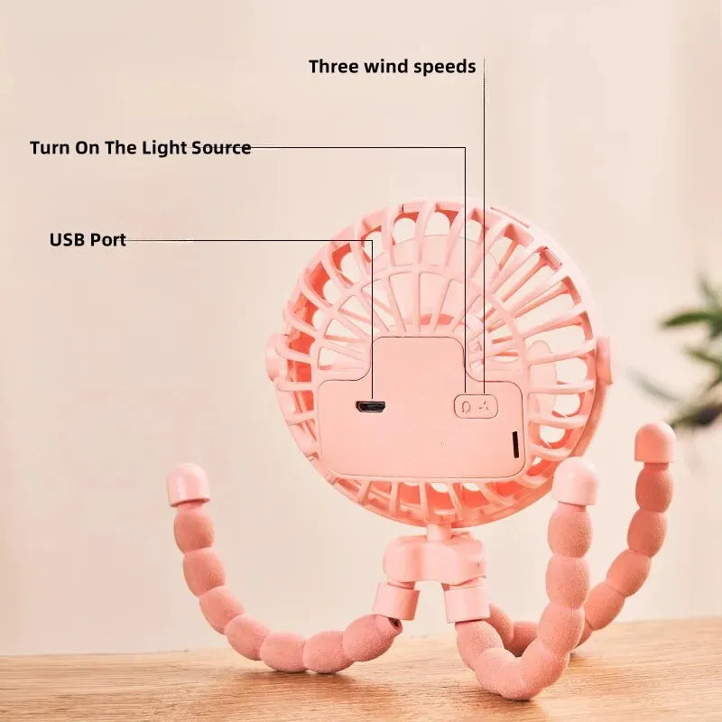 Draagbare USB Mini Ventilator – Octopus